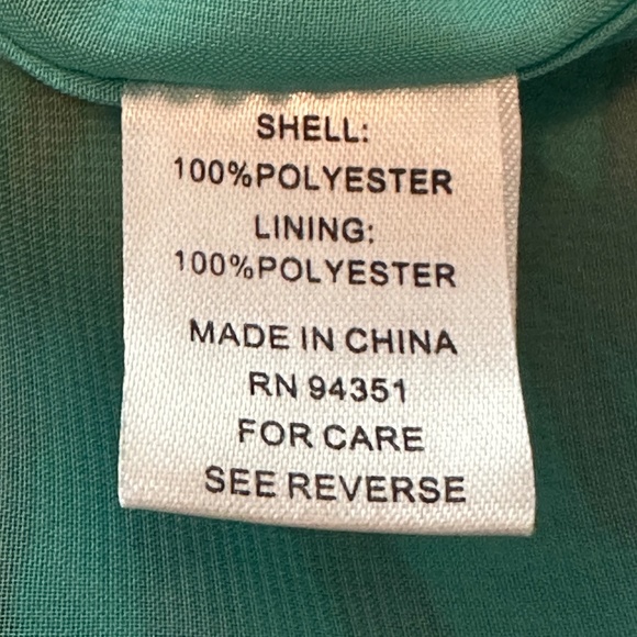 Jade Green and Orange Silky Blouse, Sz Sm - Picture 5 of 5